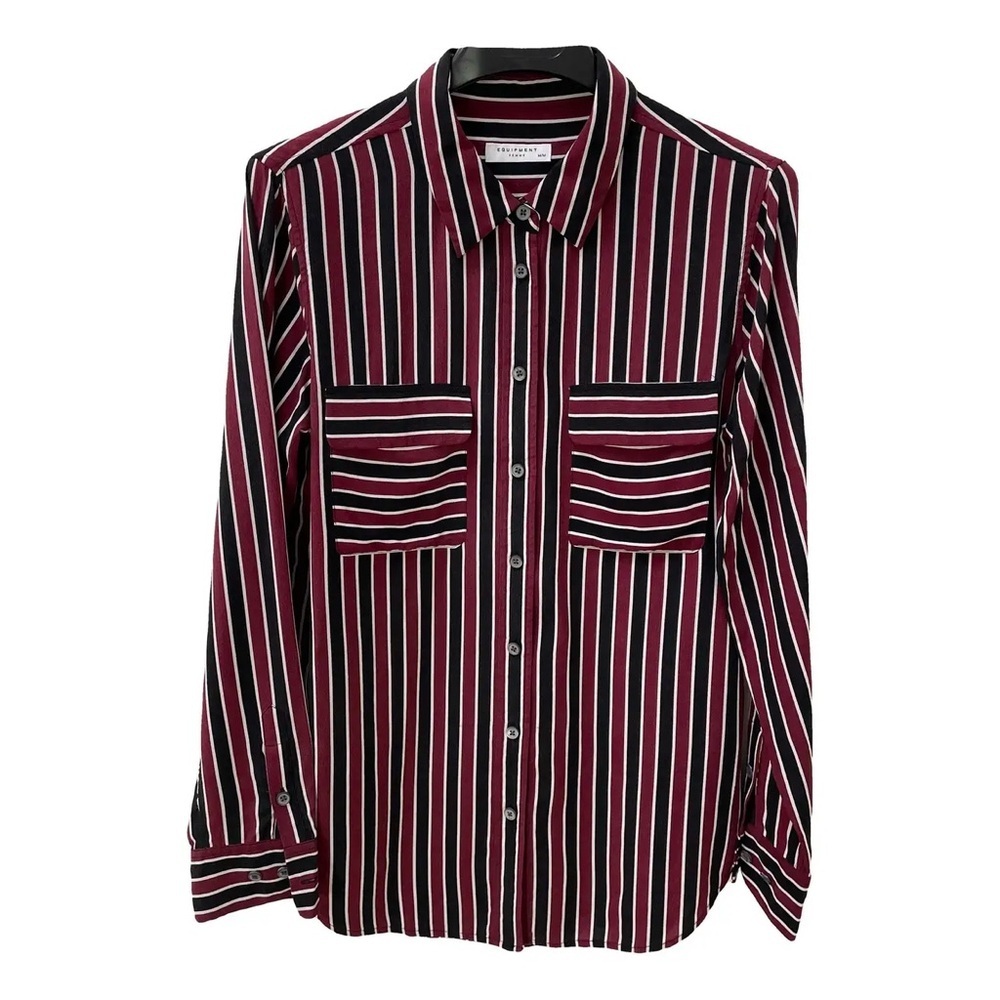 Equipment Striped Button-Down Shirt in Burgundy, Black & White